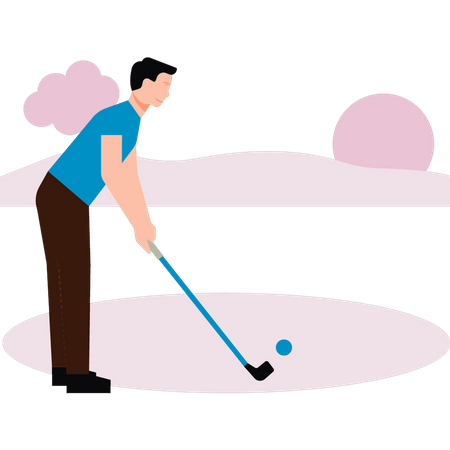 Garçon jouant au golf  Illustration