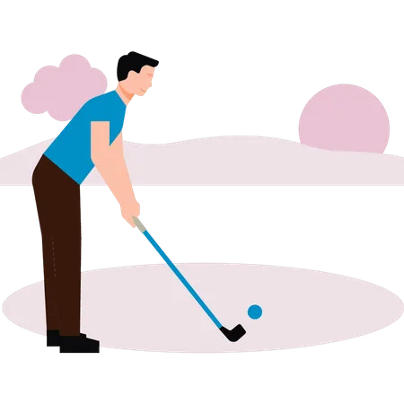 Garçon jouant au golf  Illustration