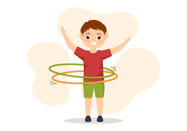 Garçon jouant au hula hoop  Illustration