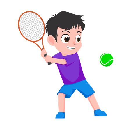 Garçon jouant au tennis  Illustration