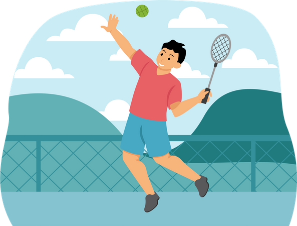 Garçon jouant au tennis  Illustration