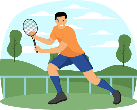 Garçon jouant au tennis  Illustration