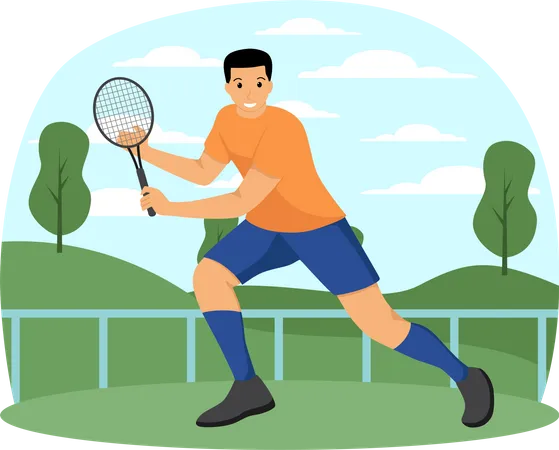 Garçon jouant au tennis  Illustration