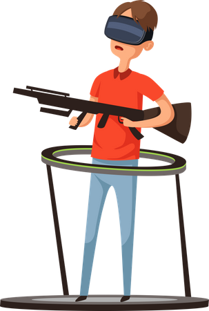 Garçon jouant aux jeux de réalité virtuelle  Illustration