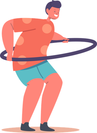 Garçon jouant avec cerceau  Illustration
