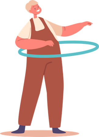 Garçon jouant avec cerceau  Illustration
