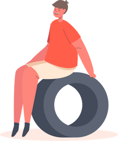 Garçon jouant dans le parc  Illustration