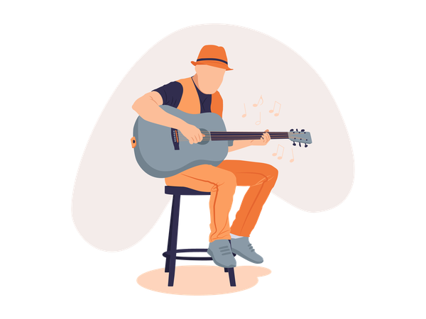 Garçon jouant de la guitare  Illustration