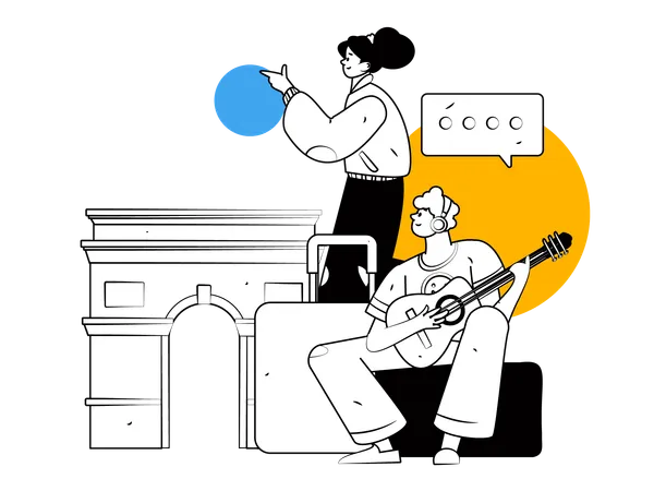 Garçon jouant de la guitare  Illustration