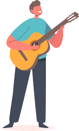 Garçon jouant de la guitare  Illustration