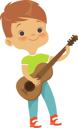 Garçon jouant de la guitare  Illustration