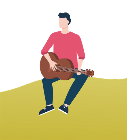 Garçon jouant de la guitare  Illustration