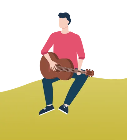 Garçon jouant de la guitare  Illustration