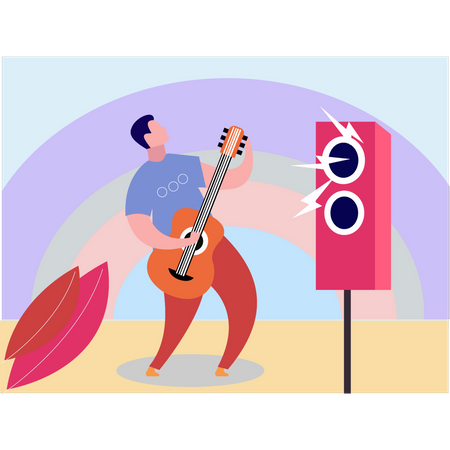 Garçon jouant de la guitare  Illustration