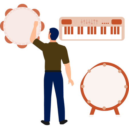 Garçon jouant de la harpe  Illustration