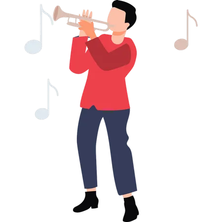 Garçon jouant de la trompette  Illustration