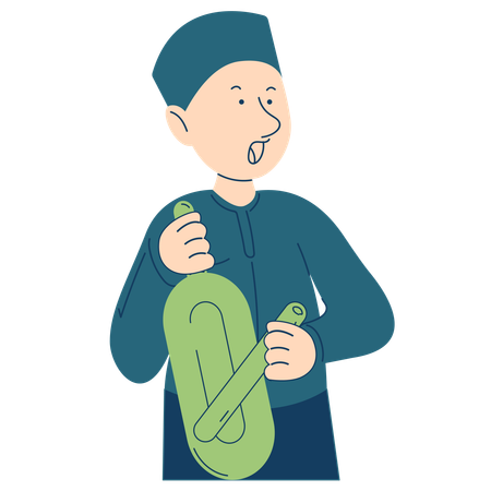 Garçon jouant du gong  Illustration