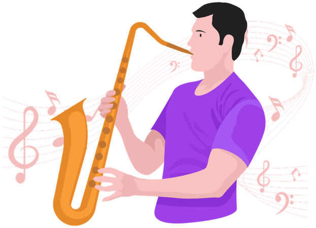 Garçon jouant du saxophone  Illustration