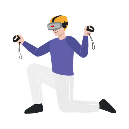 Garçon jouant à un jeu vr  Illustration