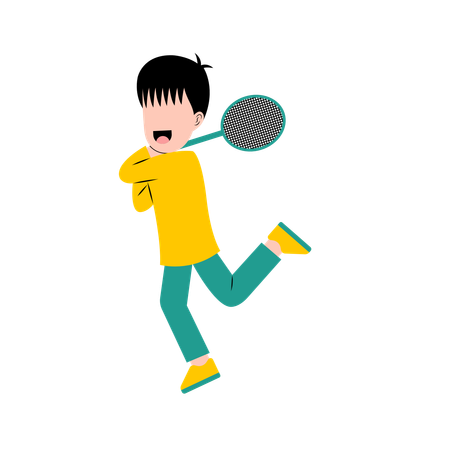 Le garçon joue au badminton  Illustration