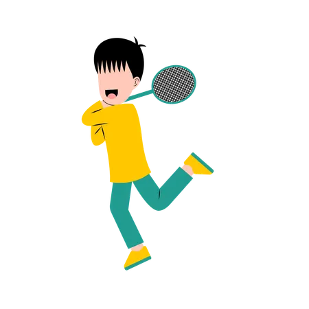 Le garçon joue au badminton  Illustration