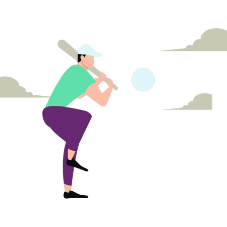 Le garçon joue au baseball  Illustration