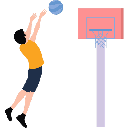 Le garçon joue au basket  Illustration