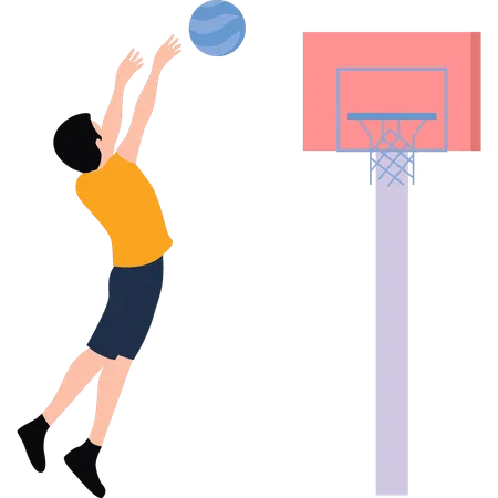 Le garçon joue au basket  Illustration