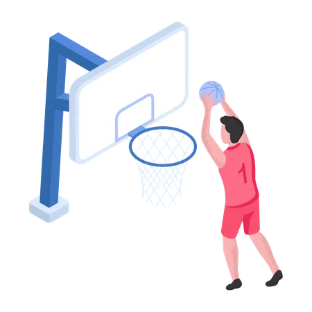 Le garçon joue au basket  Illustration