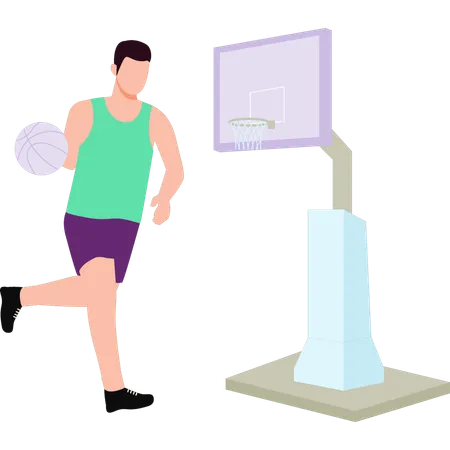 Le garçon joue au match de basket-ball  Illustration