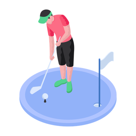 Le garçon joue au golf  Illustration