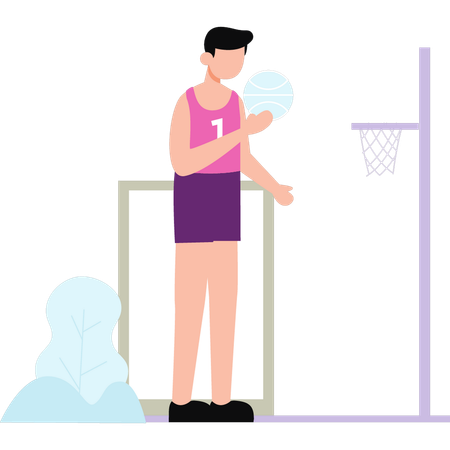 Le garçon joue au tournoi de basket-ball  Illustration