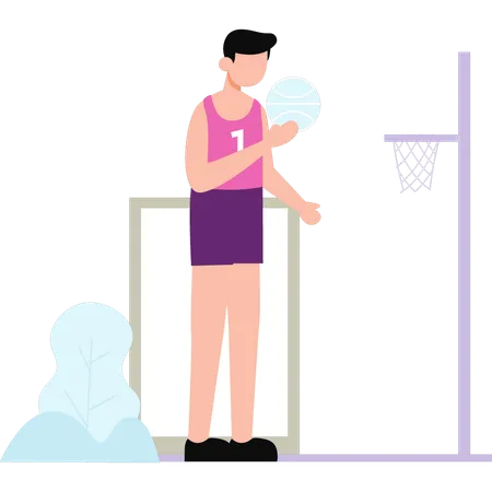 Le garçon joue au tournoi de basket-ball  Illustration