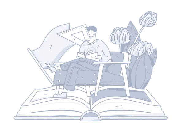 Garçon, lecture, livre  Illustration