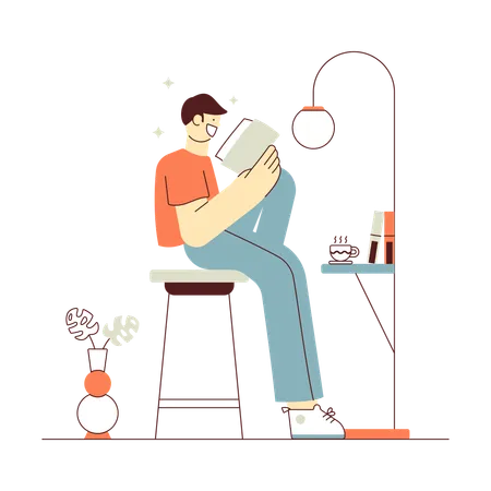 Garçon, lecture, livre  Illustration