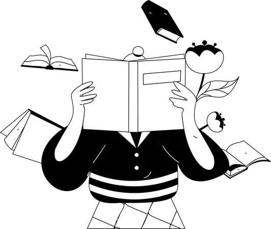 Garçon lisant en ligne à l’aide d’un mobile  Illustration