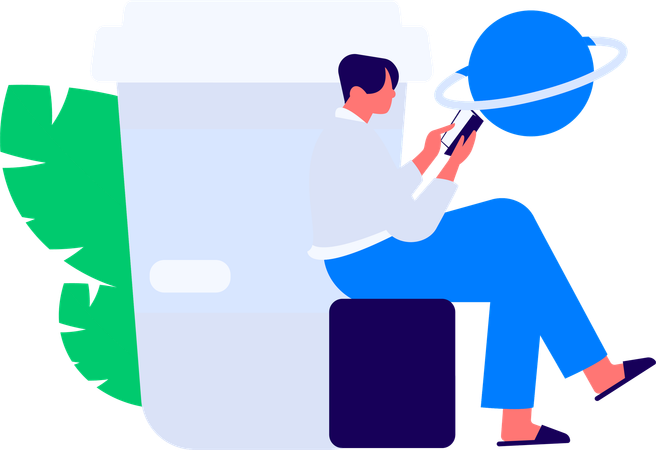 Garçon lisant de la littérature  Illustration