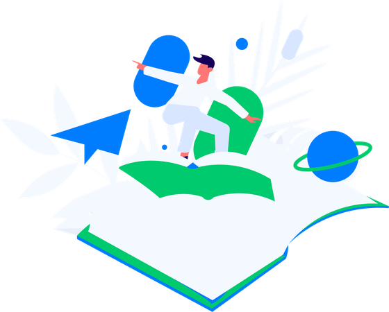 Garçon, lecture, livre  Illustration
