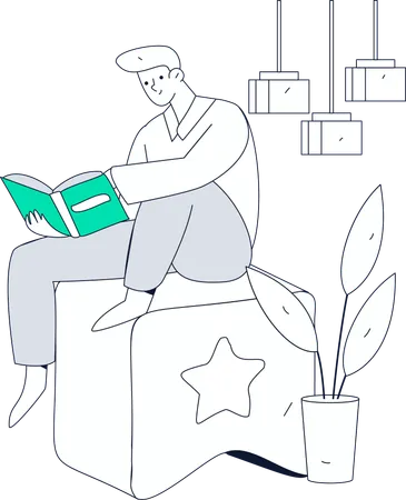 Garçon, lecture, livre  Illustration