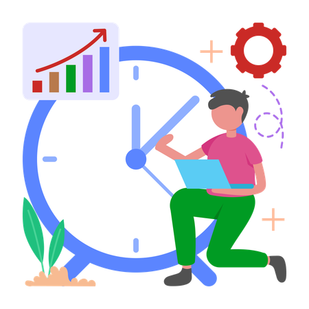 Garçon Maîtriser les compétences en gestion du temps  Illustration