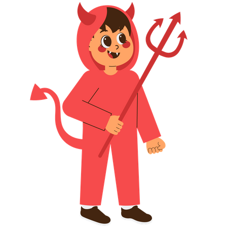 Joli garçon en costume de diable  Illustration