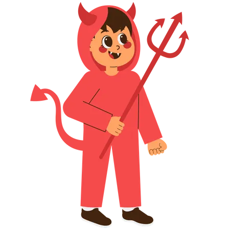 Joli garçon en costume de diable  Illustration