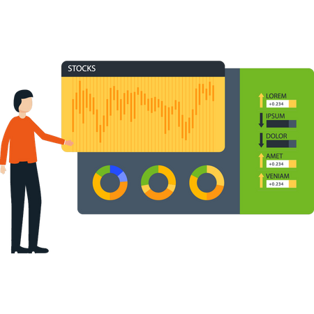 Garçon montrant Business Analytics  Illustration