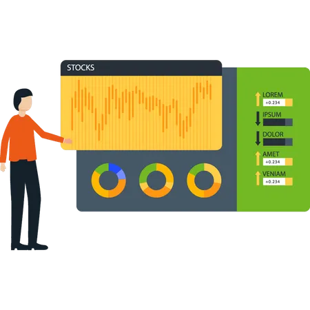 Garçon montrant Business Analytics  Illustration