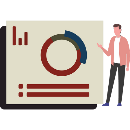 Garçon montrant un diagramme d'affaires  Illustration