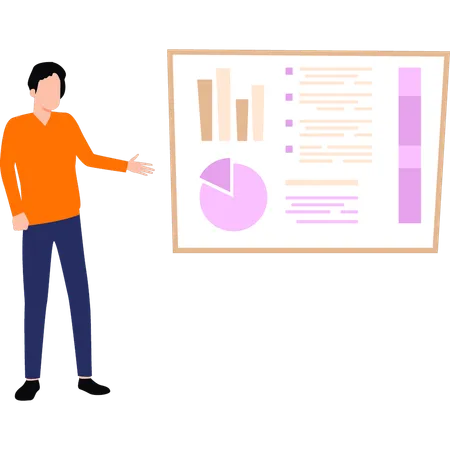 Garçon montrant un graphique de diagramme d'affaires  Illustration