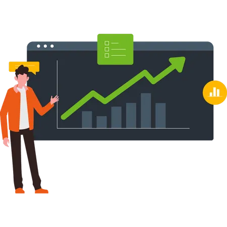 Garçon montrant un graphique d'entreprise  Illustration