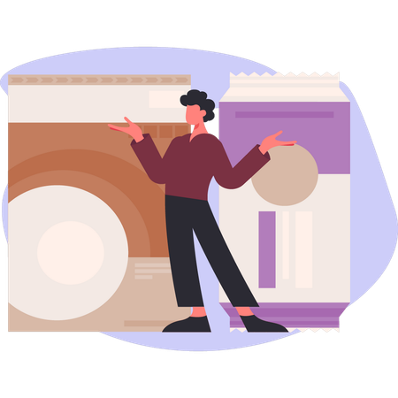 Garçon montrant des aliments  Illustration