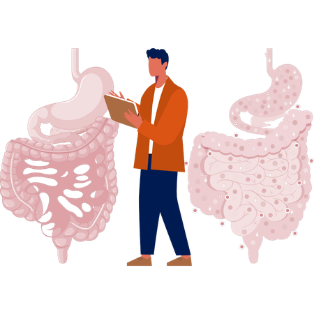 Garçon montrant des problèmes gastro-intestinaux  Illustration
