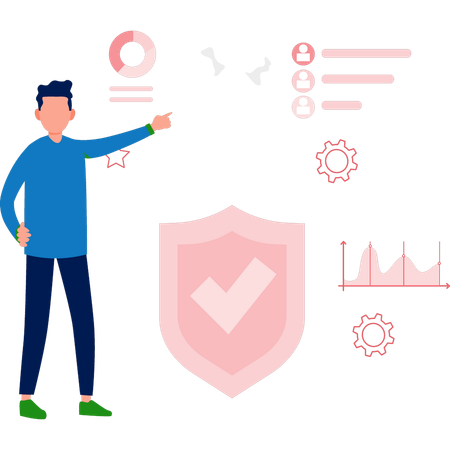 Garçon montrant une protection de qualité  Illustration